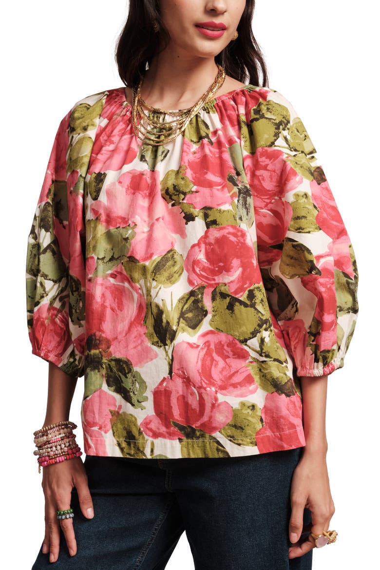 Bliss Top Pretty Peonies, Main, color, Pink/Multi