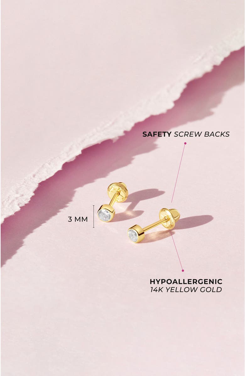 In Season Jewelry 14k Tiny Cubic Zirconia Birthstone Earrings, Alternate, color, April