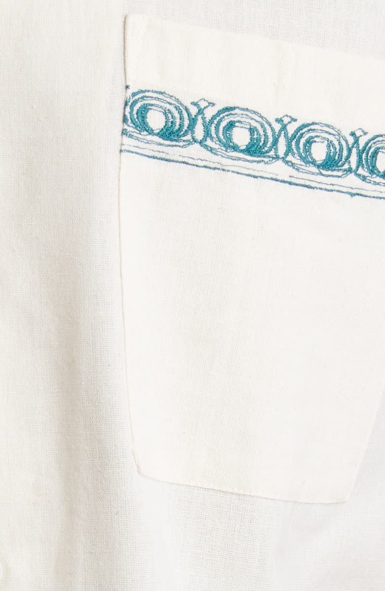 Native Youth Embroidered Short Sleeve Cotton & Linen Button-Up Shirt, Alternate, color, 