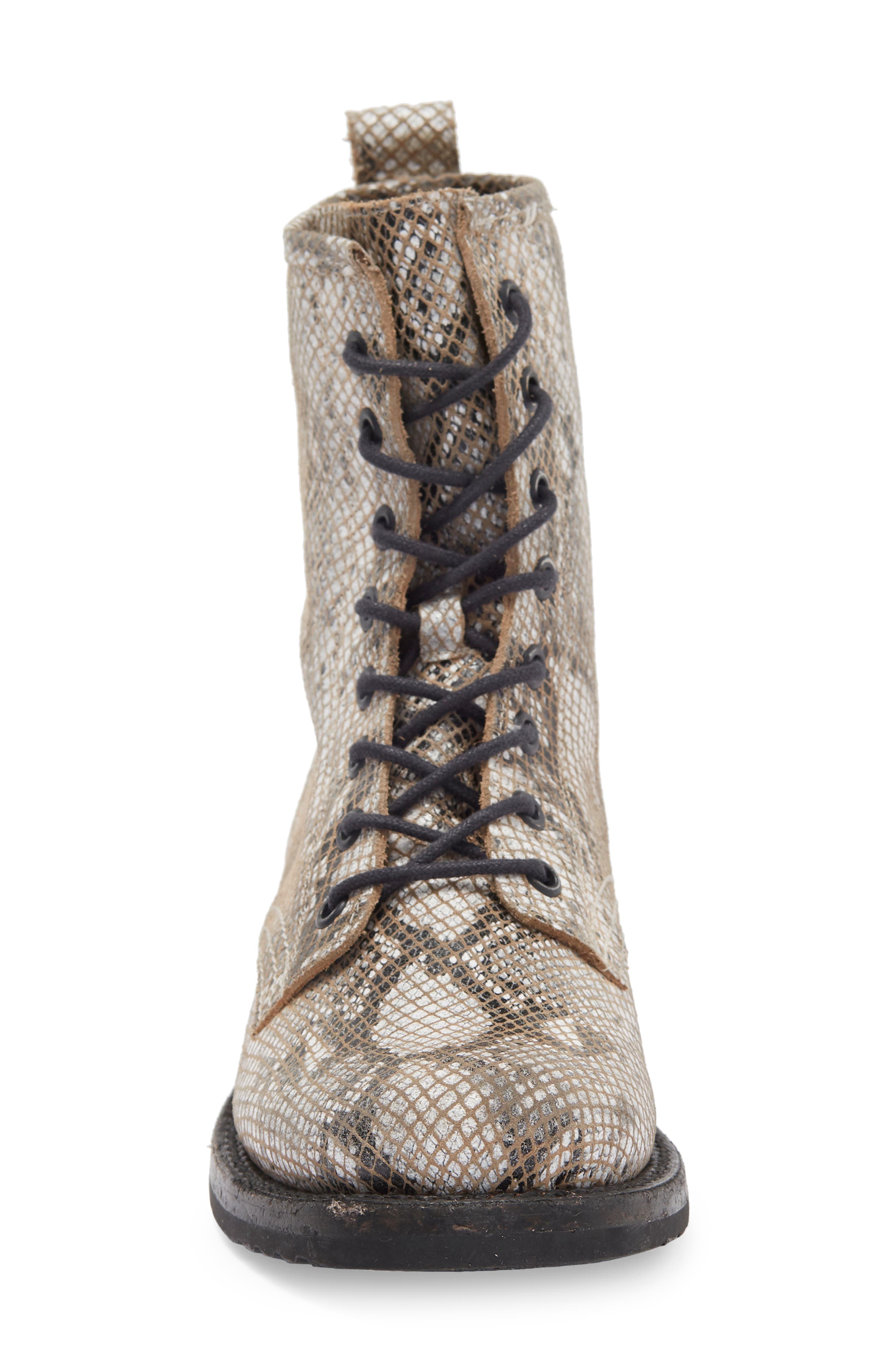 Frye Veronica Snakeskin Print Combat Boot, Alternate, color, 