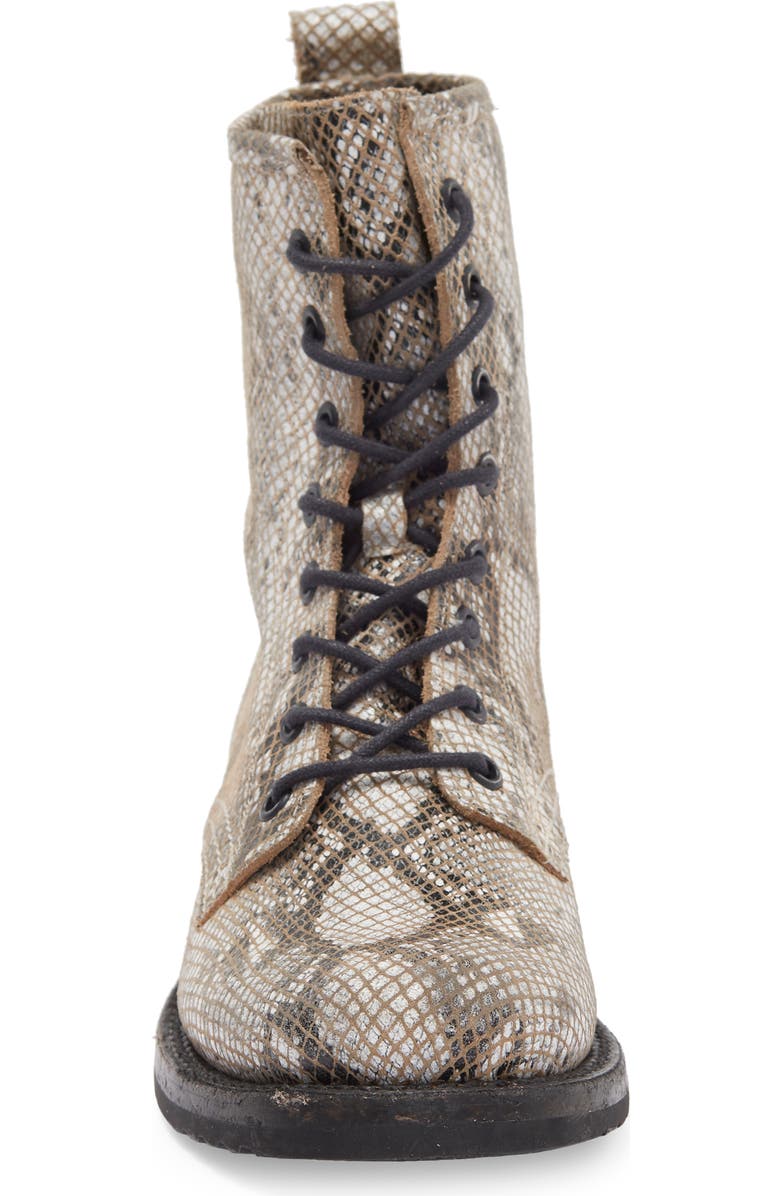 Frye Veronica Snakeskin Print Combat Boot, Alternate, color,