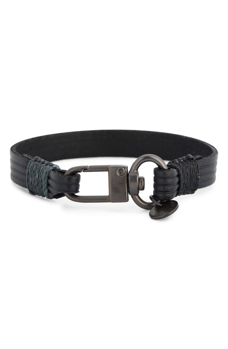 Caputo & Co. Men's Embossed Multistripe Leather Bracelet, Alternate, color, Black
