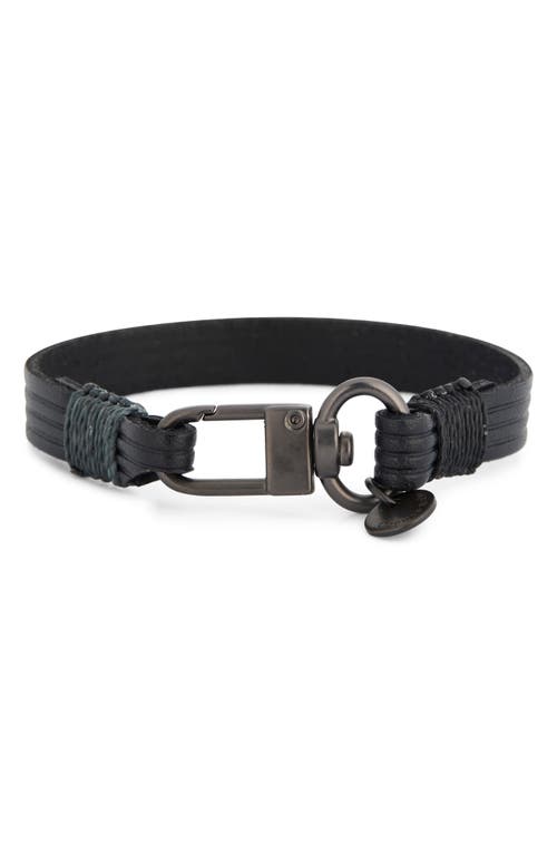 Caputo & Co Embossed Multistripe Leather Bracelet In Black