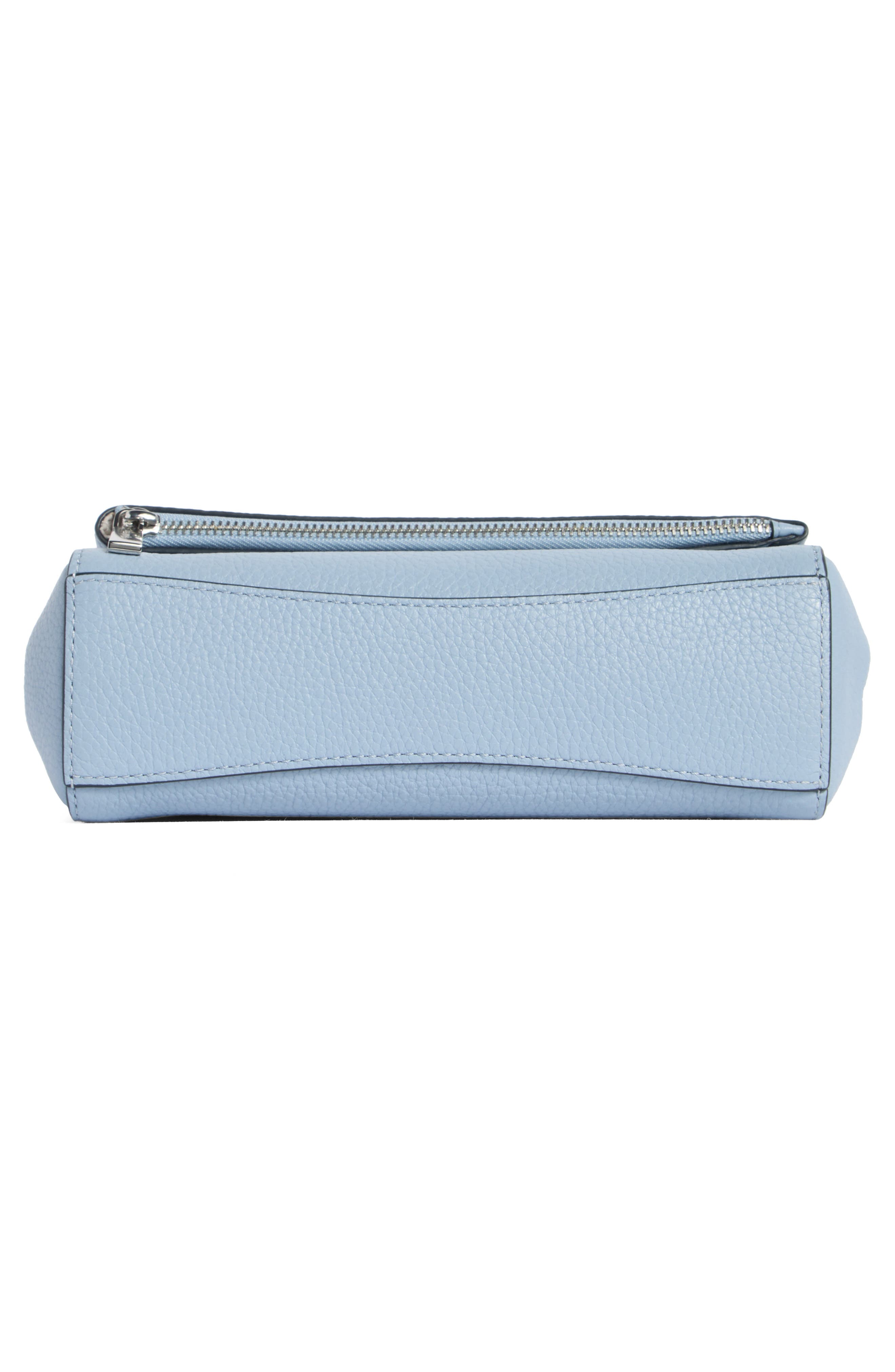 Kate Spade New York leila pebble leather mini flap bag, Alternate, color, Muted Blue