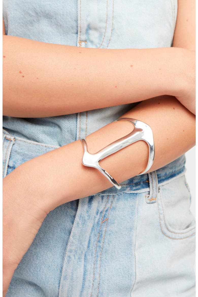Sterling Silver Plated Rigid Bracelet Manta Ray Structure, Alternate, color, Silver