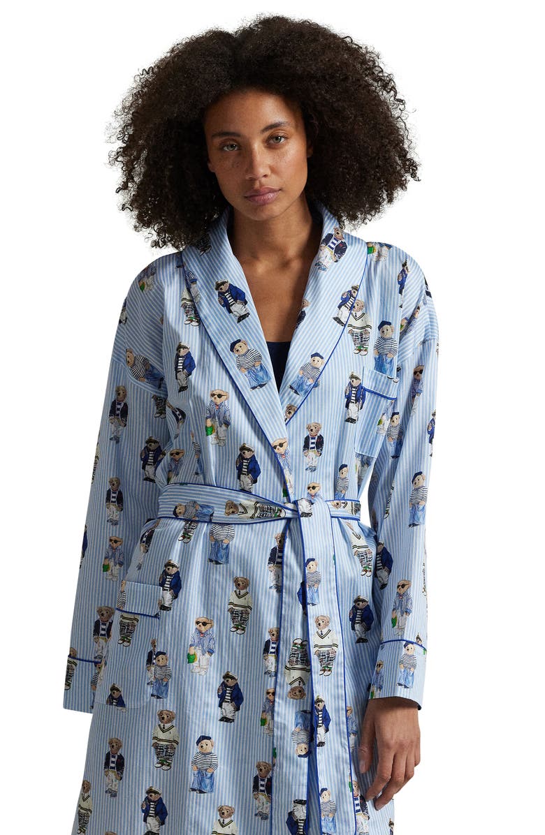 Polo Ralph Lauren Heritage Bear Print Cotton Robe, Alternate, color,