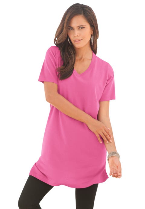 Plus Size Ultimate Cotton V-Neck Short Sleeve Tunic