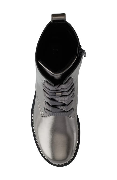 Dkny Rommily Lug Sole Combat Boot In Silver