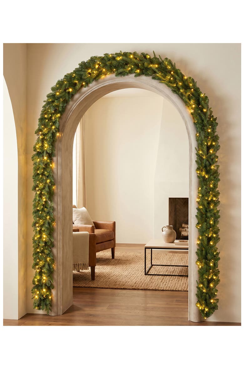 Set of 2 9ft Pre-Lit Pine Garland with Twinkling Lights, Alternate, color, Green