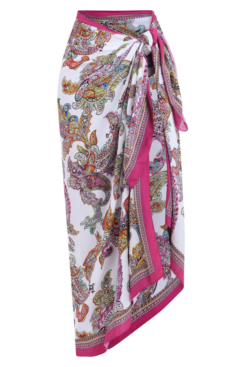 Maribel Bright Paisley Cover-Up Pareo, Alternate, color, WHITE MULTI