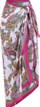 L'AGENCE Maribel Bright Paisley Cover-Up Pareo