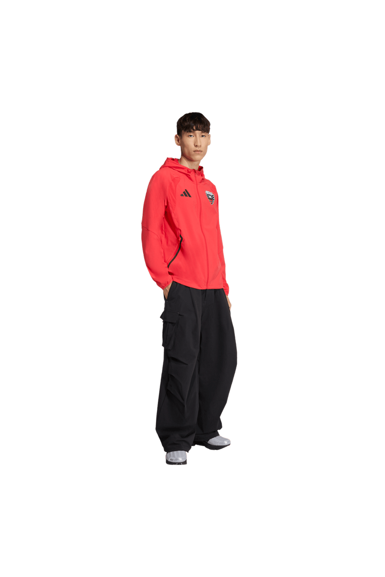 Men's adidas  Light Red D.C. United Tiro Travel Full-Zip Hooded Windbreaker, Alternate, color, Light Red