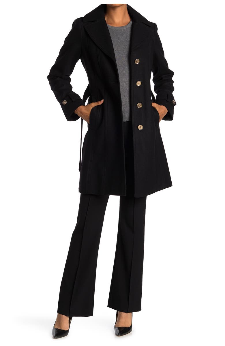 Michael Kors Missy Belted Wool Blend Trench Coat, Main, color,