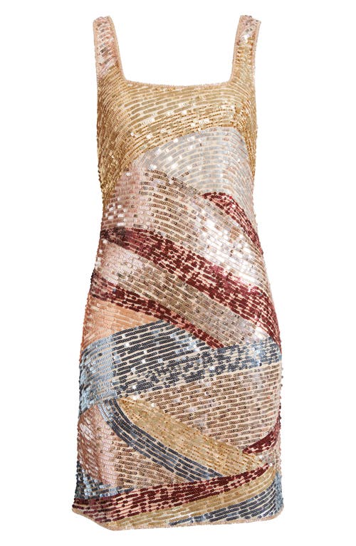 Pisarro Nights Beaded Sleeveless Minidress In Champagne