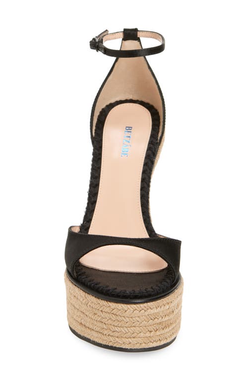 Betzábe Isabel Espadrille Wedge In Black Satin