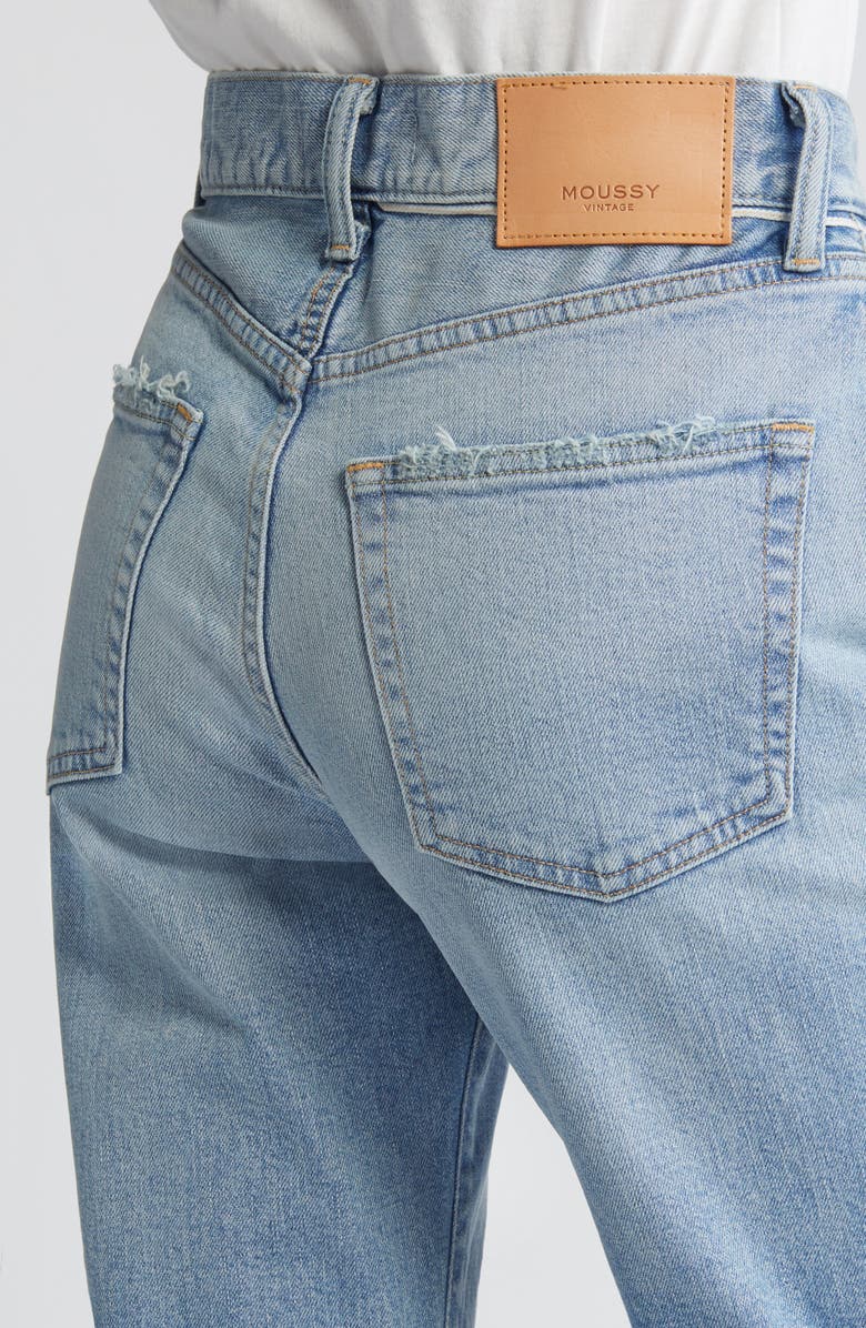 MOUSSY VINTAGE Cumberland High Waist Step Raw Hem Straight Leg Jeans, Alternate, color, 