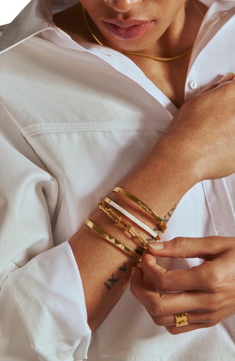 Monica Vinader Essential Diamond Hinged Bangle Bracelet, Alternate, color, 18Ct Gold Vermeil On Silver