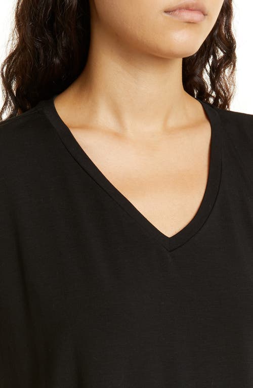 Eileen Fisher Crinkled Organic Cotton Jersey Tunic In Black
