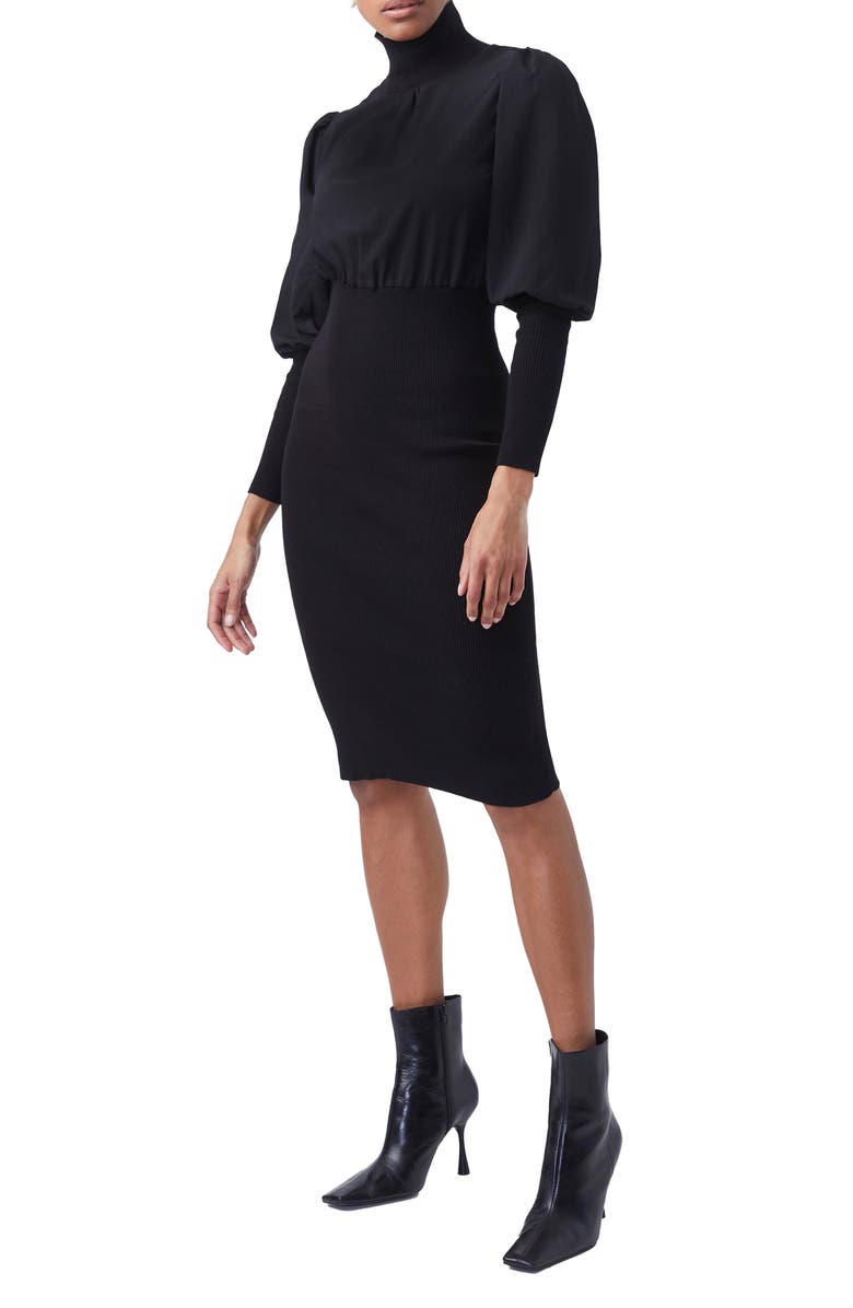 French Connection Krista Turtleneck Ballon Sleeve Knit Dress, Alternate, color, 