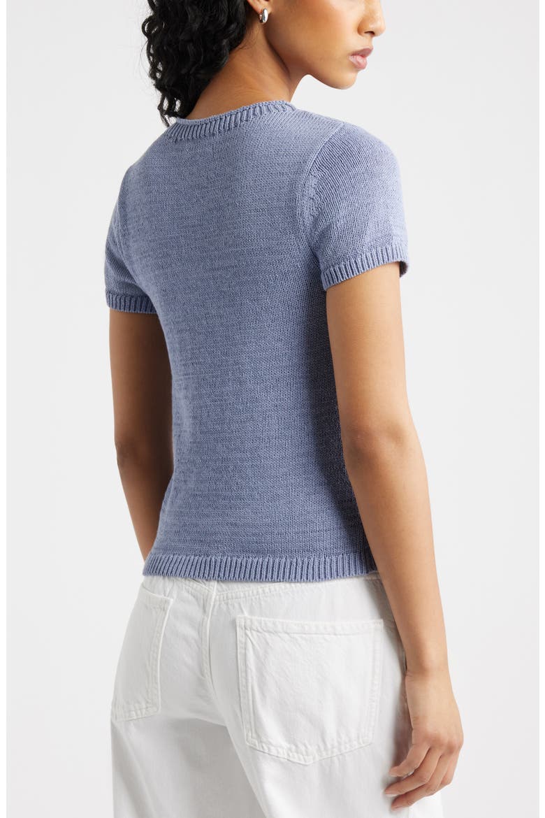 Short Sleeve Cotton Blend Sweater, Alternate, color, BLUE UMBRA