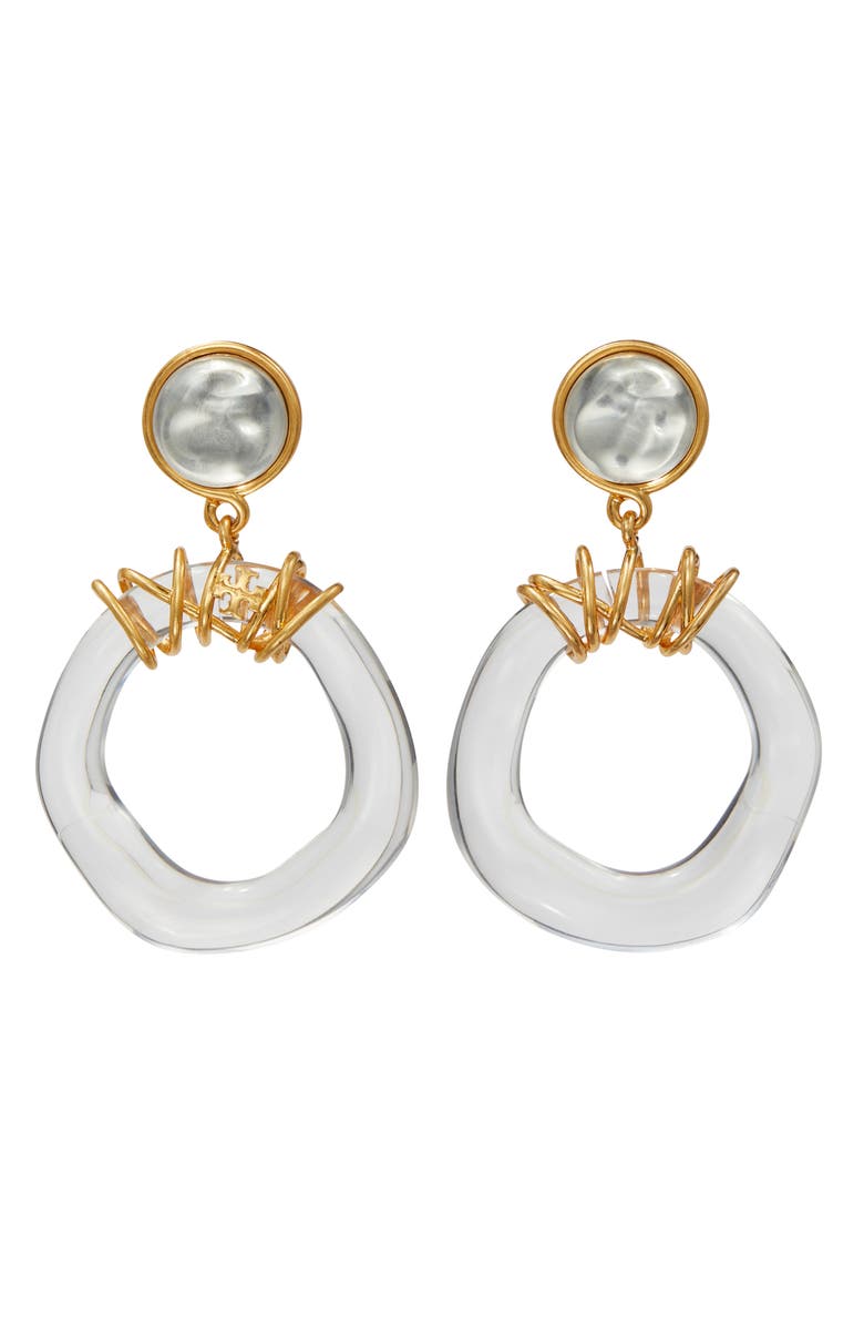 Tory Burch Wire Wrapped Doorknocker Earrings, Main, color, 