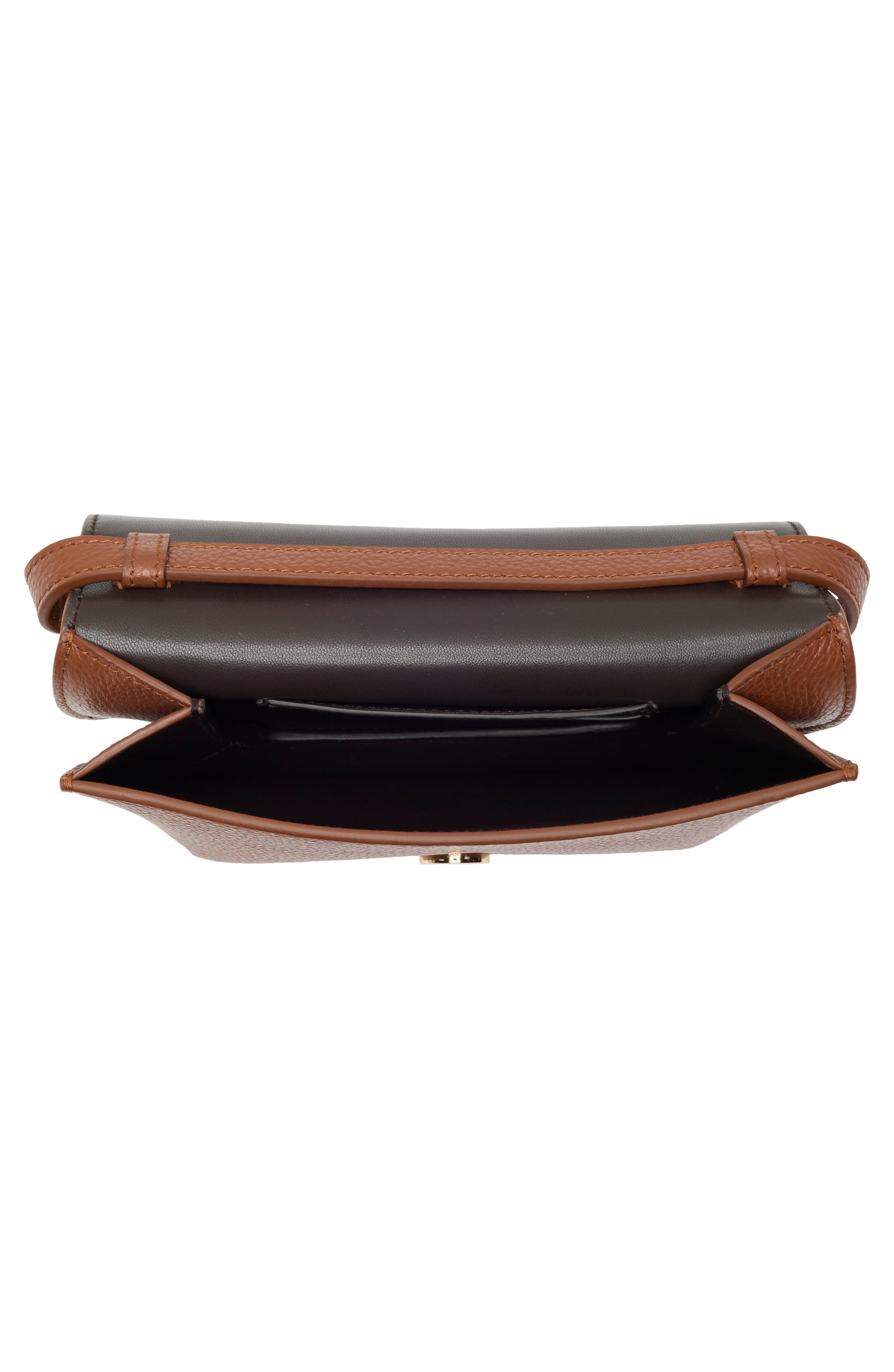 FERRAGAMO Lizzy Double Gancio Leather Crossbody Bag, Alternate, color, New Cognac/ Testa Di Moro