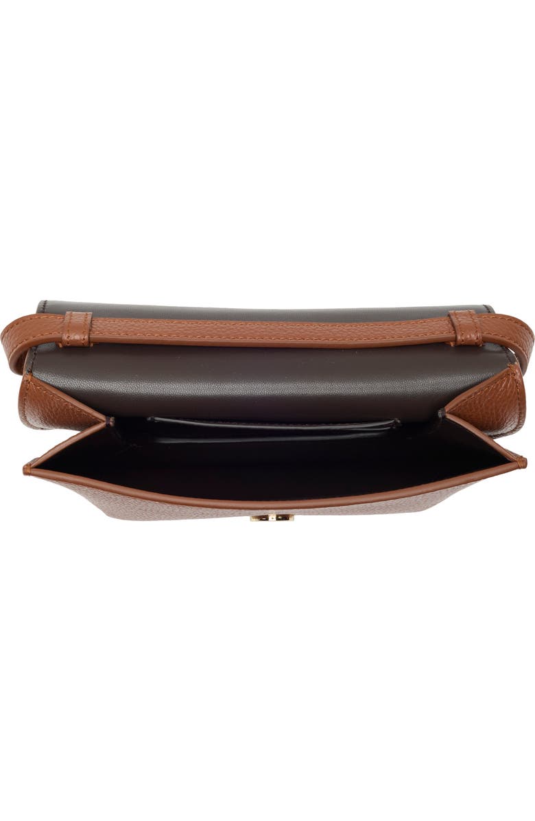 FERRAGAMO Lizzy Double Gancio Leather Crossbody Bag, Alternate, color, New Cognac/ Testa Di Moro