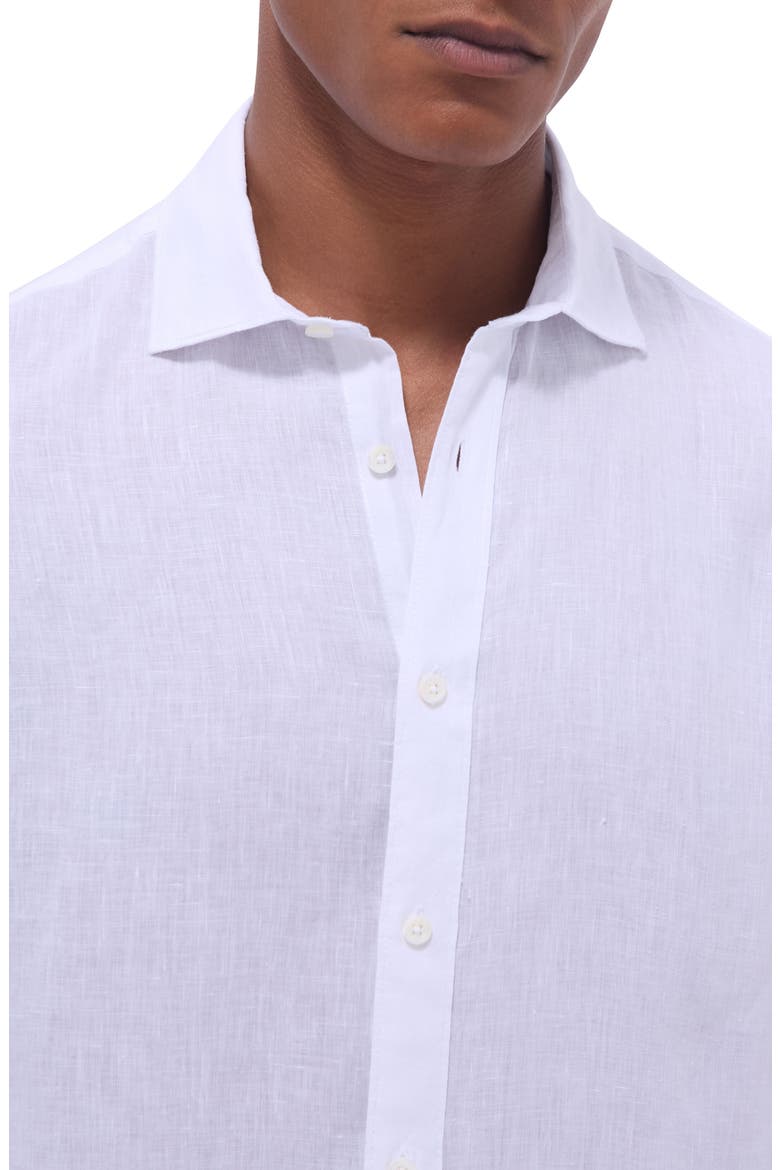 Axel Shaped Fit Linen Button-Up Shirt, Alternate, color, WHITE