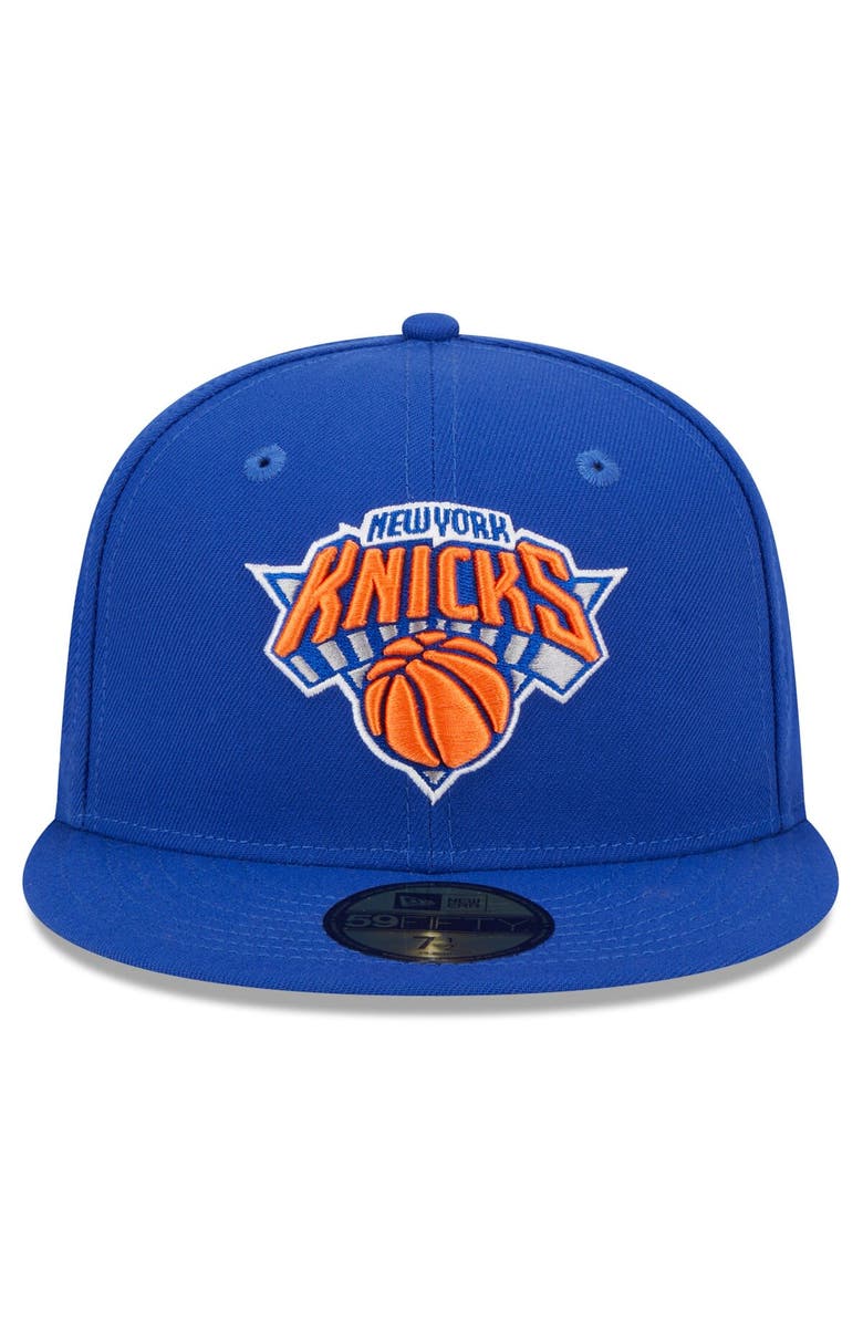 New Era Men's New Era Blue New York Knicks  Rally Drive Side Patch 59FIFTY Fitted Hat, Alternate, color, 