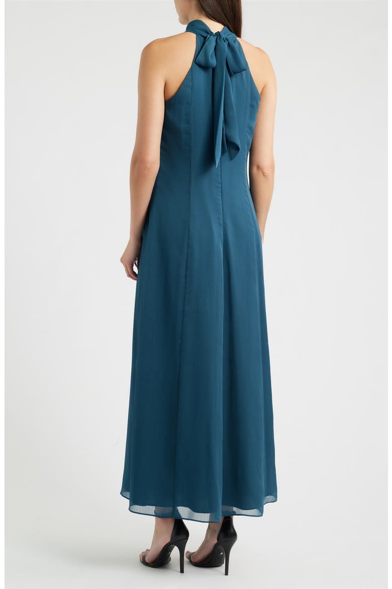 Cascade Ruffle Halter Gown, Alternate, color, TEAL