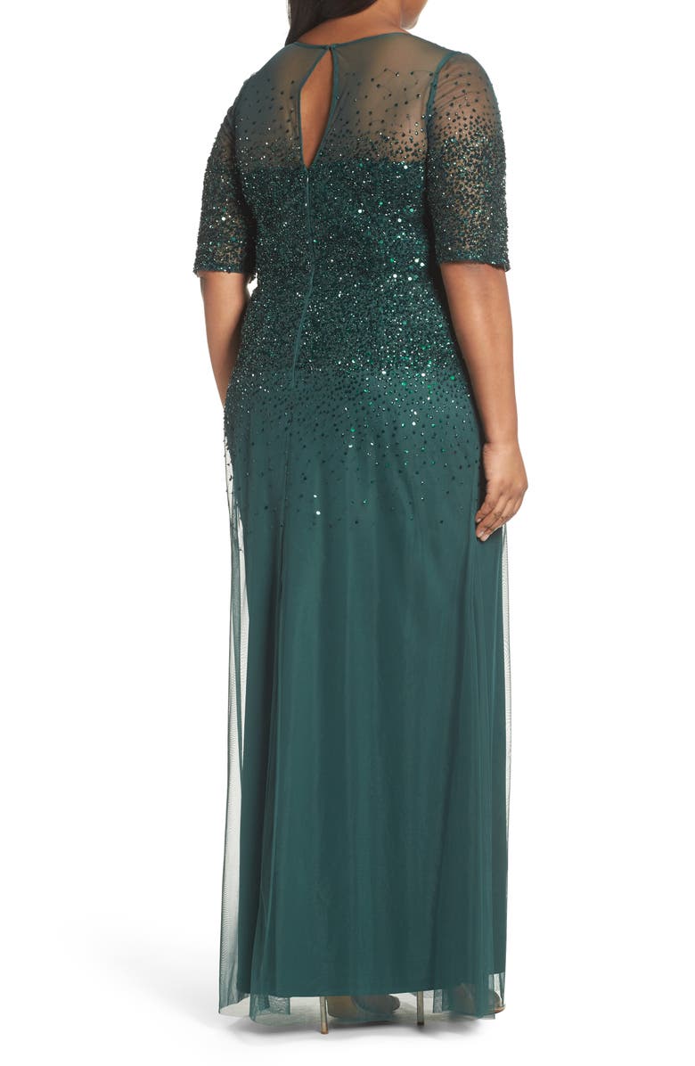 Adrianna Papell Beaded Illusion Gown, Alternate, color, 