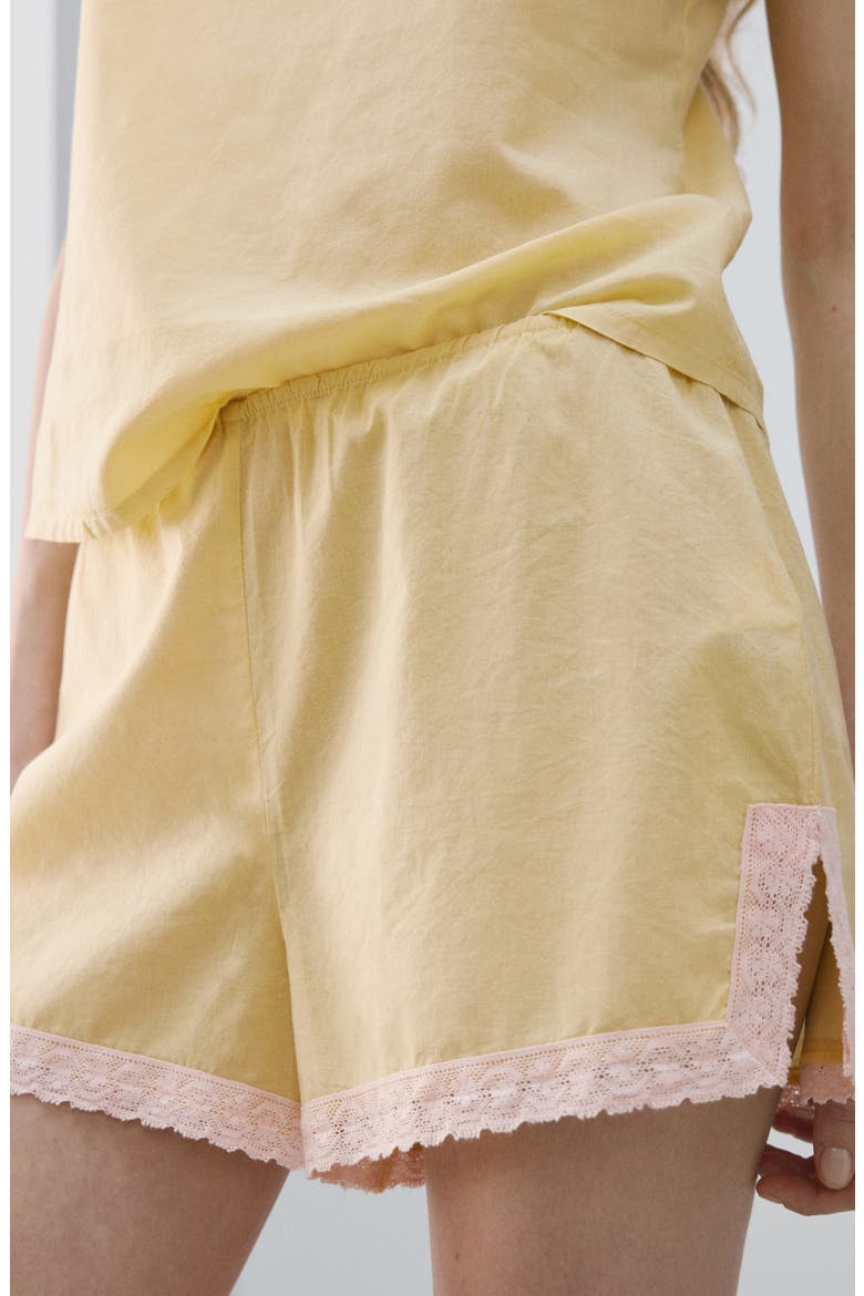 Cotton Pajama Shorts, Alternate, color, PASTEL YELLOW
