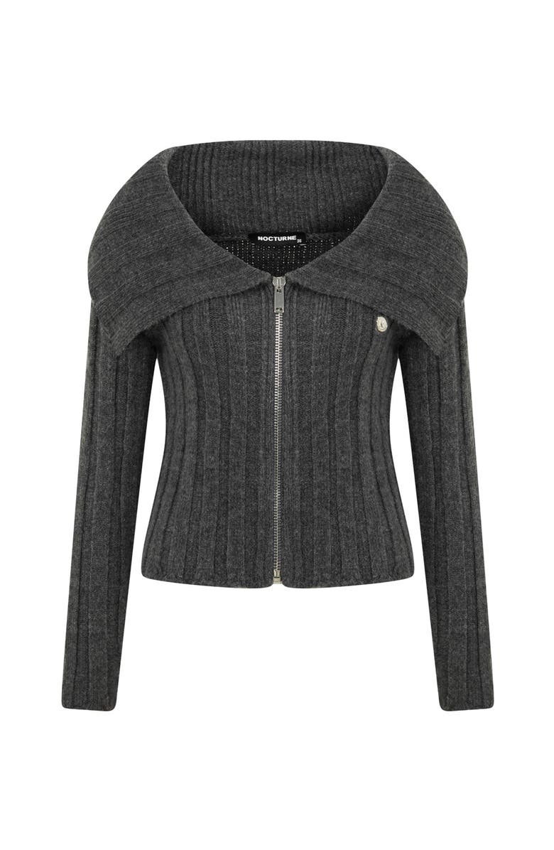 Nocturne Knit Cardigan with Metal Seal Detail, Alternate, color, 