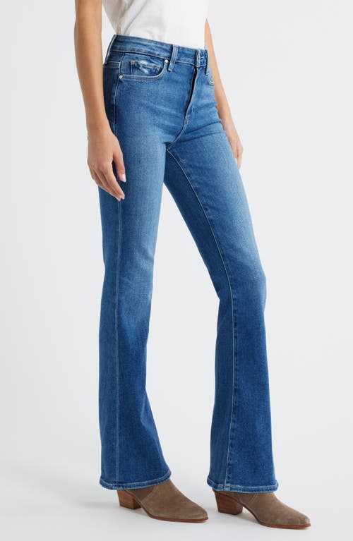 Paige Petites Laurel Canyon High Rise Bootcut Jeans In Rock Show Distressed In Blue