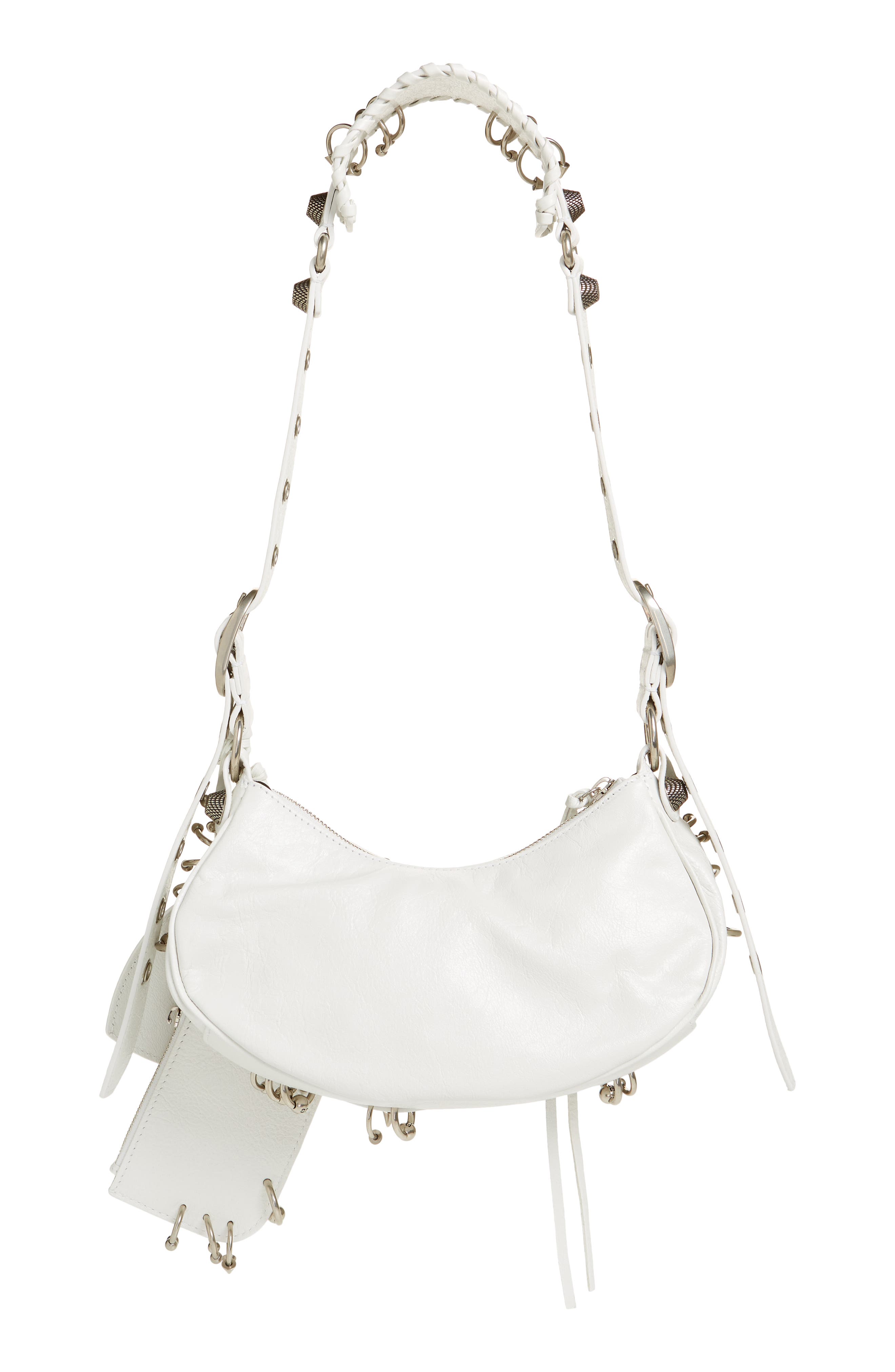 Extra Small Cagole Leather Shoulder Bag, Alternate, color, OPTIC WHITE