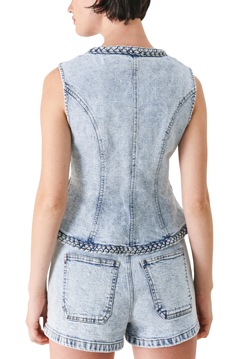 Washed Denim Vest, Alternate, color, ICE DENIM