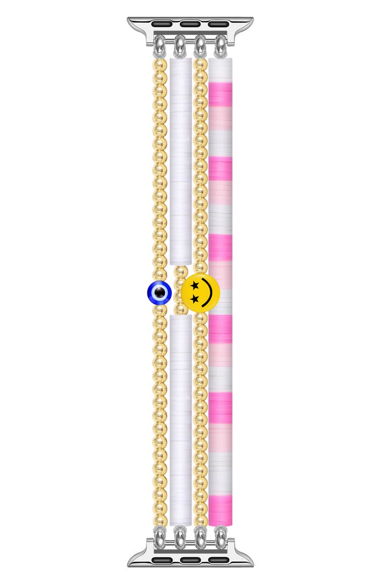 Posh Tech Bestie Beaded Apple Watch<sup>®</sup> Watchband, Main, color, Pink