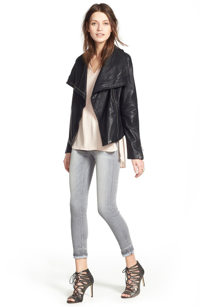 Levi's® Cowl Neck Faux Leather Jacket, Alternate, color, BLACK