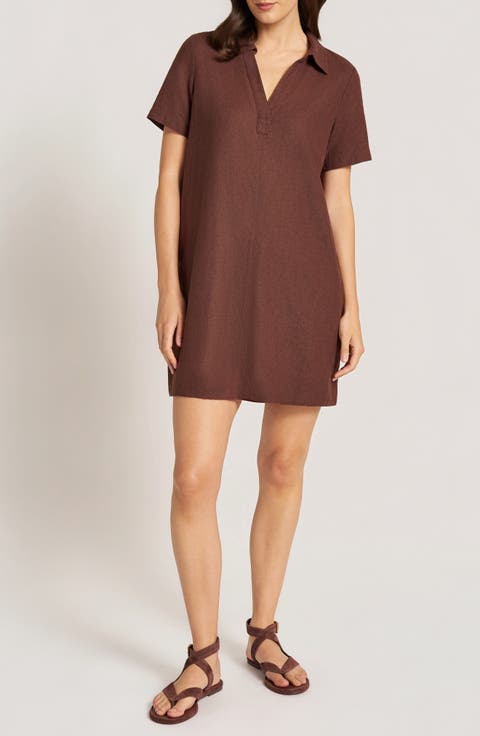 Sable Linen Blend Popover Dress