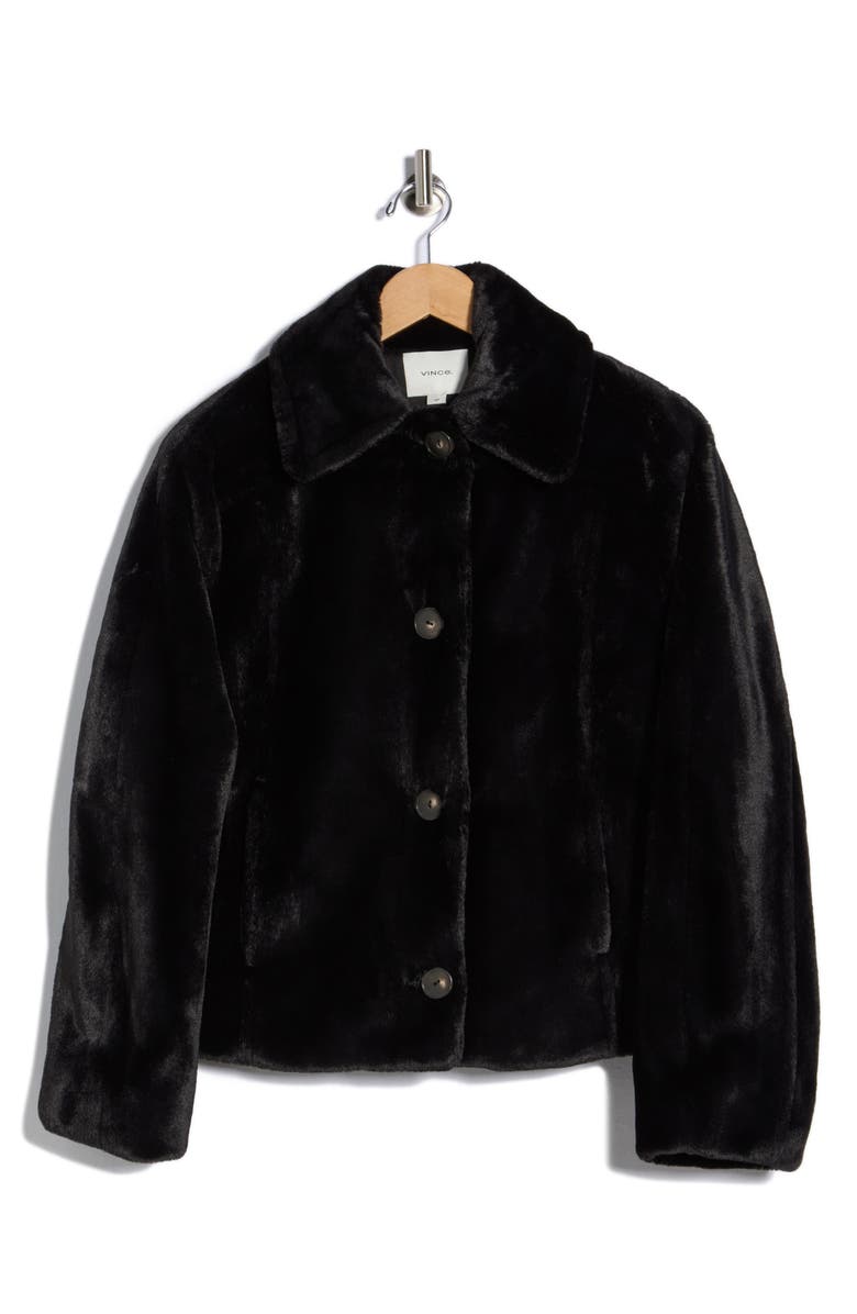 Vince Faux Fur Trucker Jacket, Alternate, color, Black
