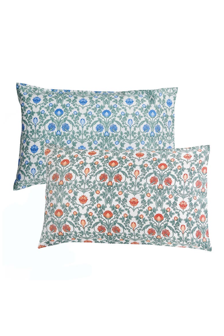 Floral Cotton Pillowcase Set, Alternate, color, BLUE