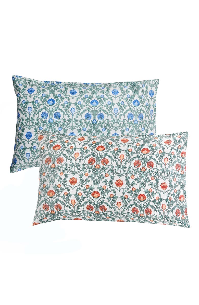 MELANGE HOME Floral Cotton Pillowcase Set, Alternate, color, Blue