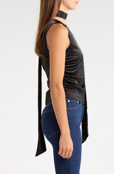 Casey Satin Scarf Neck Top