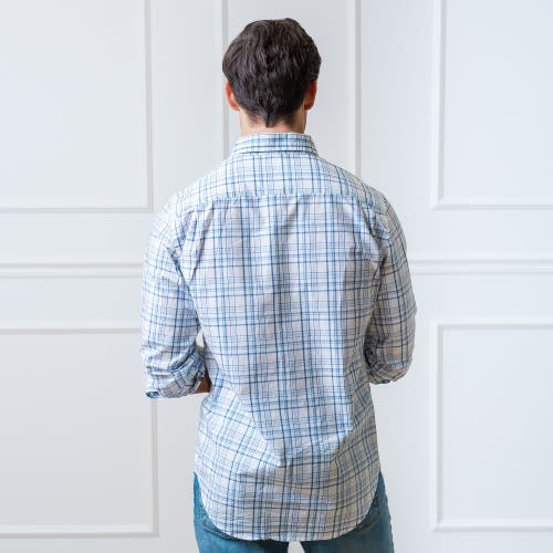 Hope & Henry Poplin Button Down Shirt In Light Blue Plaid