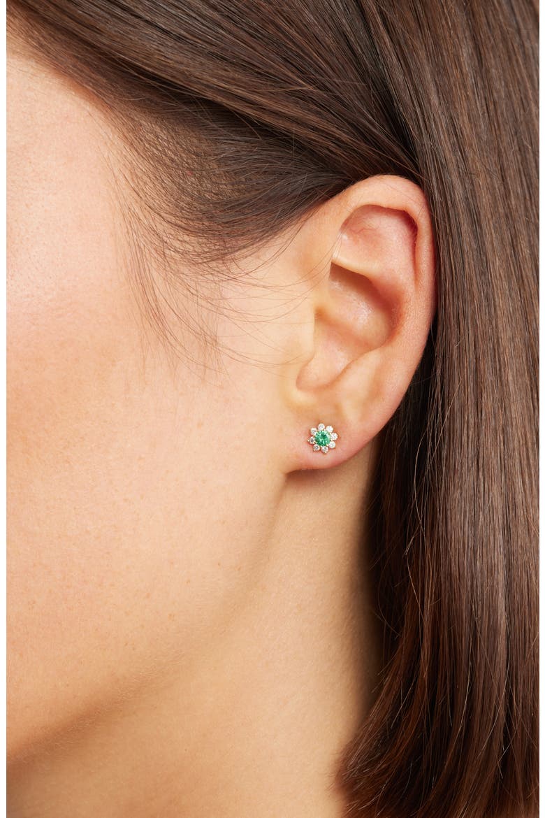 Emerald Flower Earrings, Alternate, color, YELLOW