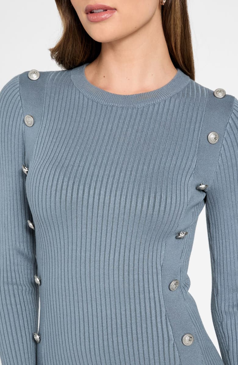 GUESS Ribbed Long Sleeve Sweater Dress, Alternate, color, Blue