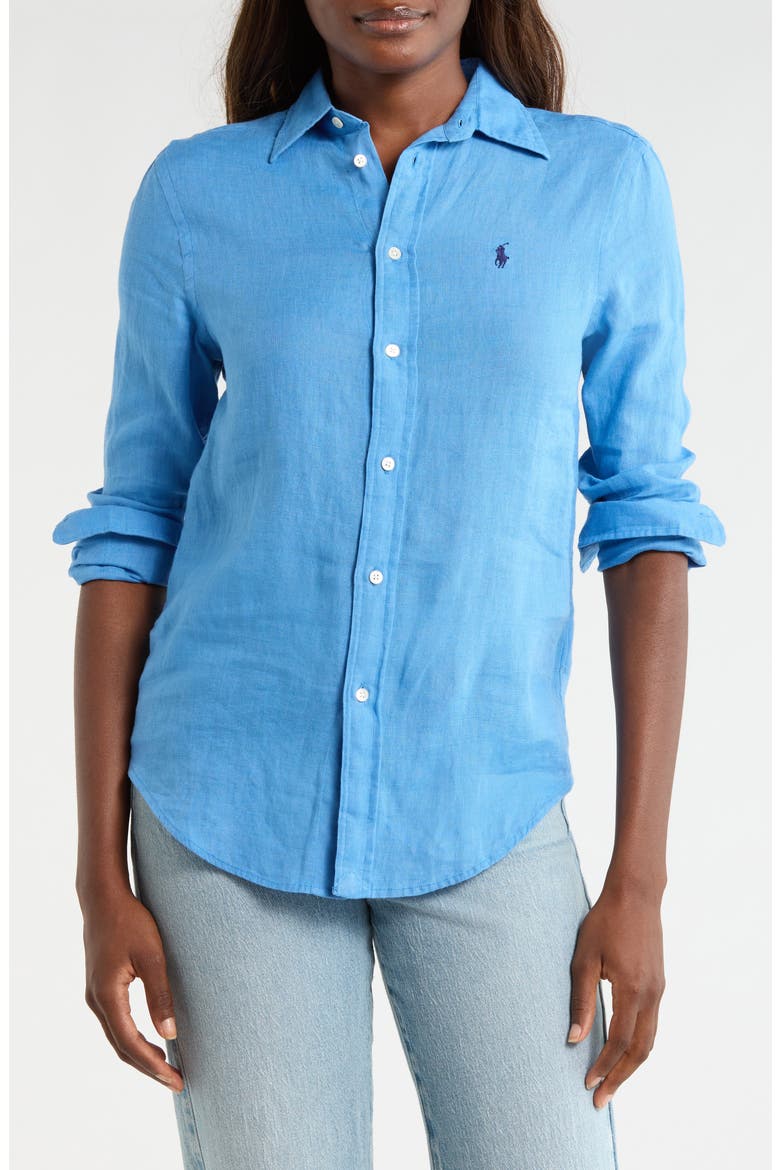 Classic Fit Linen Button-Up Shirt, Main, color, HERITAGE BLUE