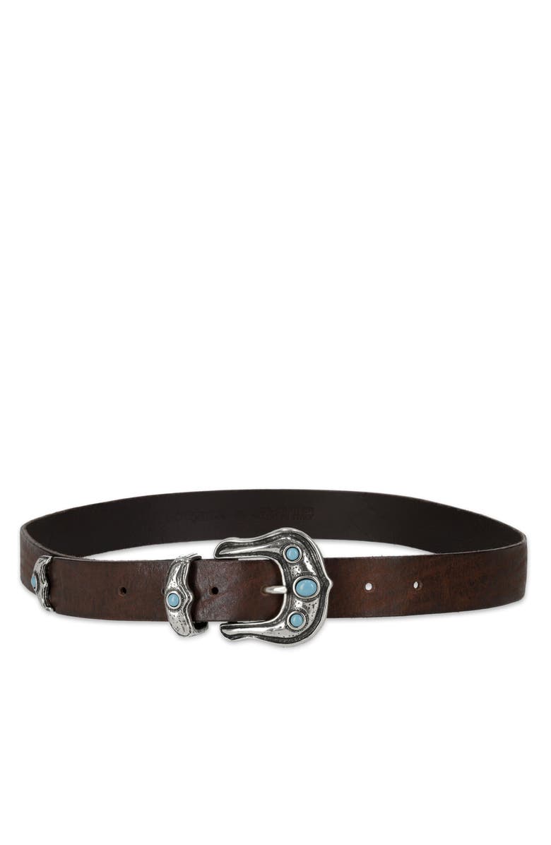 Fortela Turquoise Stone Leather Belt, Main, color, Leather