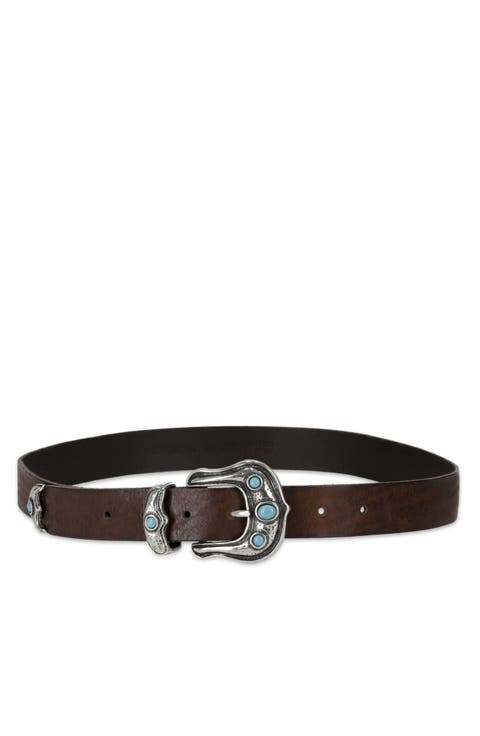 Turquoise Stone Leather Belt