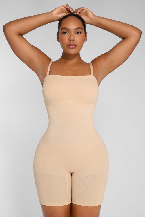 Shapellx Seamless Sculpt Strapless Bodysuit In Khaki